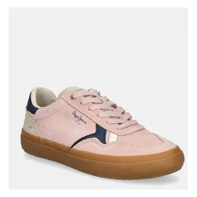 Semišové sneakers boty Pepe Jeans PLS31586 růžová barva, TRAVIS RETRO W