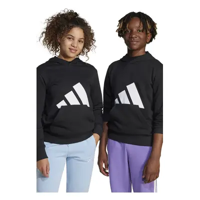 Dětská mikina adidas černá barva, s kapucí, s potiskem, JC9667