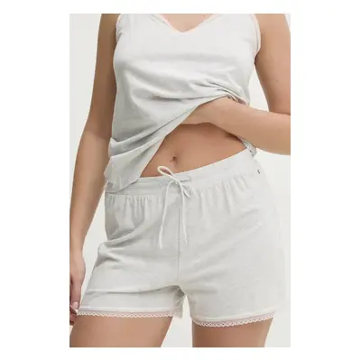 Kraťasy Tommy Hilfiger dámské, šedá barva, hladké, medium waist, UW0UW05798