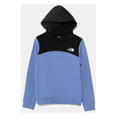 Dětská bavlněná mikina The North Face BACK LOGO RELAXED P/O HOODIE fialová barva, s kapucí, vzor