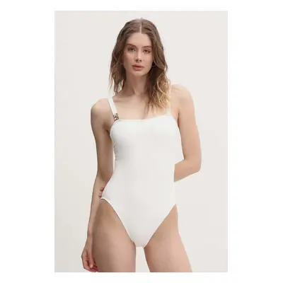 Jednodílné plavky MICHAEL Michael Kors SQUARE NECK ONE PIECE bílá barva, mírně vyztužený košík, 