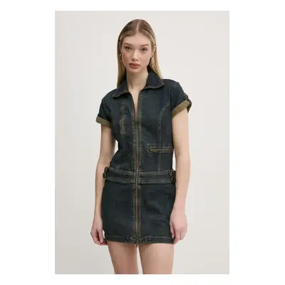 Džínové šaty Guess Originals tmavomodrá barva, mini, W5RG68 D4ON1