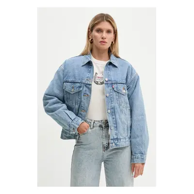 Džínová bunda Levi's dámská, modrá barva, přechodná, oversize, A8747