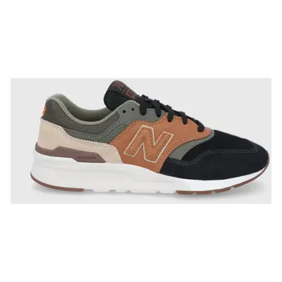 Kožené boty New Balance CM997HWD hnědá barva