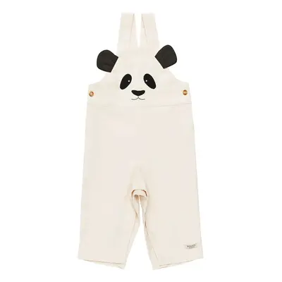 Dětské lacláče Donsje Kladi Overalls Panda béžová barva, s aplikací, 3036601