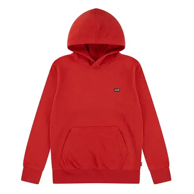 Dětská mikina Levi's LVB MINI BATWING PULL OVER HOO červená barva, s kapucí, hladká