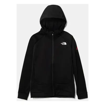 Dětská mikina The North Face MOUNTAIN ATHLETICS FULL ZIP HOODIE černá barva, s kapucí, hladká, N