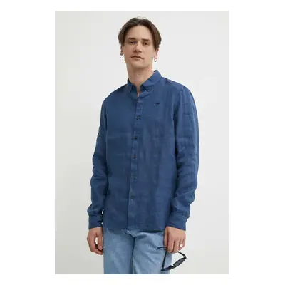 Lněná košile Timberland slim, s límečkem button-down, TB0A2DC32881