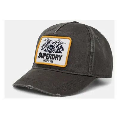 Bavlněná baseballová čepice Superdry zelená barva, s aplikací, W9010177A-OE6