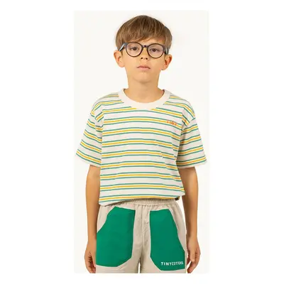 Dětské bavlněné tričko Tinycottons STRIPES MULTICOLOR TEE béžová barva, SS25-122