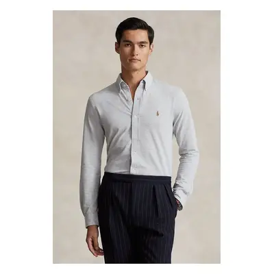 Bavlněná košile Polo Ralph Lauren šedá barva, regular, s límečkem button-down, 710932545