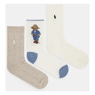 Ponožky Polo Ralph Lauren 3-pack dámské, béžová barva, 455972026