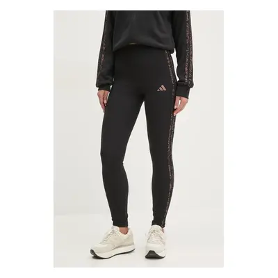 Legíny adidas Essentials Animal dámské, černá barva, s aplikací, JM5891