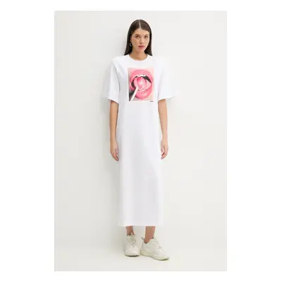 Bavlněné šaty Fiorucci Lollipop Mouth Print Maxi T-Dress bílá barva, maxi, W02SPDTS108CJ01WH03