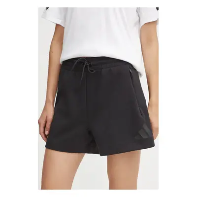 Kraťasy adidas ZNE dámské, černá barva, hladké, high waist, JE7845