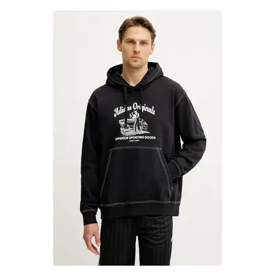 Bavlněná mikina adidas Originals Wabash pánská, černá barva, s kapucí, s potiskem, JP4483