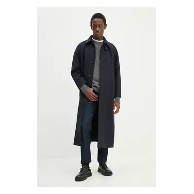 Vlněný kabát A.P.C. manteau gaia tmavomodrá barva, přechodný, oversize, WVBDE.F01533