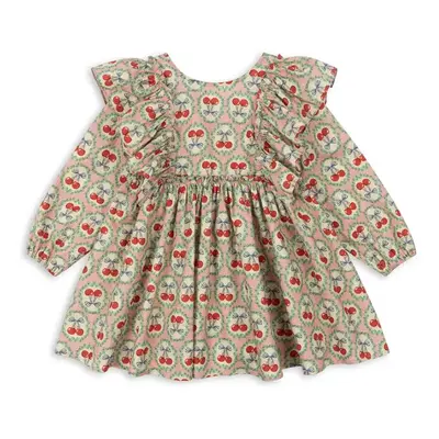 Dětské bavlněné šaty Konges Sløjd EVIA LS BOW DRESS GOTS béžová barva, mini, KS101964