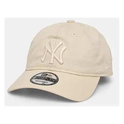 Bavlněná baseballová čepice New Era NEW YORK YANKEES béžová barva, s aplikací, 60565106