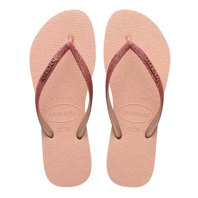 Žabky Havaianas SLIM GLITTER II dámské, růžová barva, na plochém podpatku, 4146975.9898