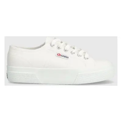 Tenisky Superga 2740 PLATFORM dámské, bílá barva, S21384W