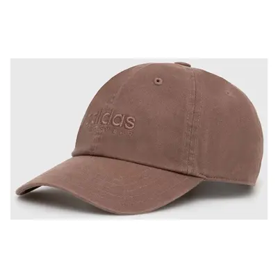 Bavlněná baseballová čepice adidas SPW DAD CAP hnědá barva, IX8015