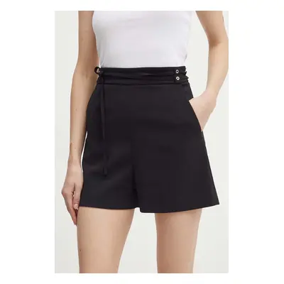 Kraťasy Patrizia Pepe dámské, černá barva, hladké, high waist, 8P0654 A6F5