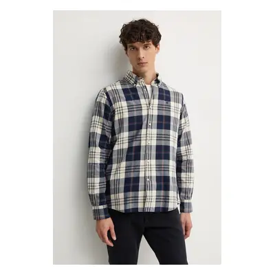 Bavlněná košile Barbour Edgar tmavomodrá barva, slim, s límečkem button-down