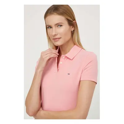 Polo tričko Tommy Jeans růžová barva, DW0DW17220