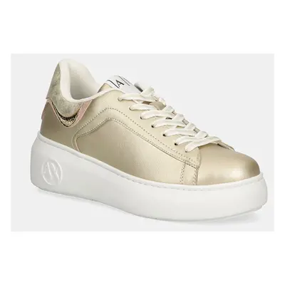 Kožené sneakers boty Armani Exchange zlatá barva, XDX108 XV892 U281