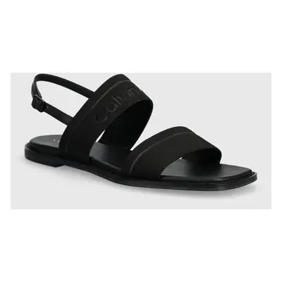 Sandály Calvin Klein FLAT SANDAL HE dámské, černá barva, HW0HW01990