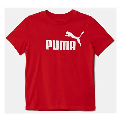 Dětské bavlněné tričko Puma ESS No. 1 Logo Tee červená barva, s potiskem, 684906