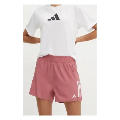 Běžecké šortky adidas Performance Own The Run Base růžová barva, s potiskem, medium waist, IY110