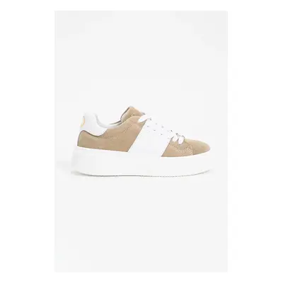 Dětské semišové sneakers boty Twinset béžová barva, 251GCJ01C