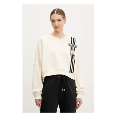 Bavlněná mikina adidas Originals Adibreak Cropped Sweatshirt dámská, béžová barva, s aplikací, J