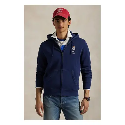 Mikina Polo Ralph Lauren pánská, tmavomodrá barva, s kapucí, hladká, 710963820