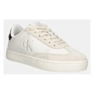 Kožené sneakers boty Calvin Klein Jeans CLASSIC CUPSOLE LOW MG MIX bílá barva, YW0YW01611