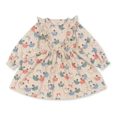 Dívčí šaty Konges Sløjd BASIC FRILL DRESS GOTS béžová barva, mini, KS101889