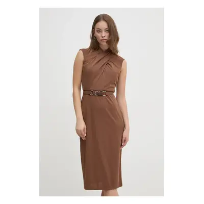 Šaty Lauren Ralph Lauren hnědá barva, midi, 250881973