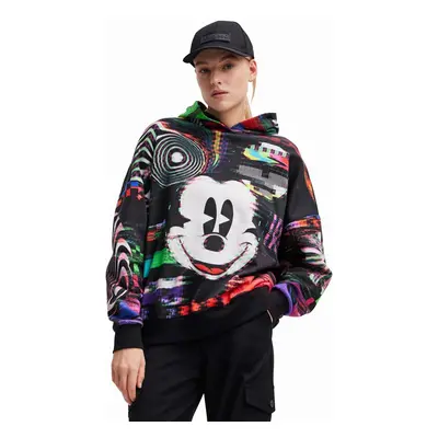 Bavlněná mikina Desigual x Disney dámská, černá barva, vzorovaná