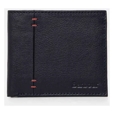 Kožená peněženka Barbour Lossie Leather Billfold Wallet tmavomodrá barva, MLG0071