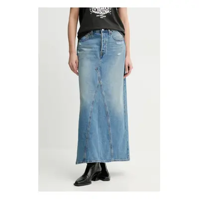 Džínová sukně Levi's ICONIC LONG SKIRT W/SLIT modrá barva, maxi, áčková, A8727