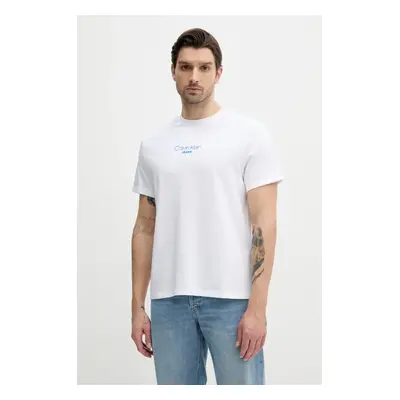 Bavlněné tričko Calvin Klein Jeans bílá barva, s potiskem, LV04RB824G