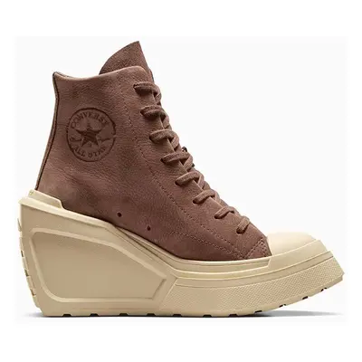 Kožené kecky Converse Chuck 70 De Luxe Wedge dámské, hnědá barva, A08247C