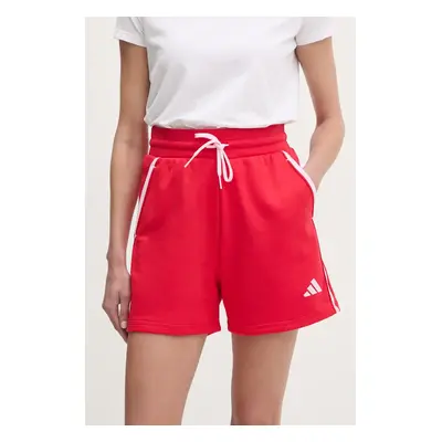 Kraťasy adidas W CB Color Pop dámské, červená barva, s potiskem, medium waist, JG6216