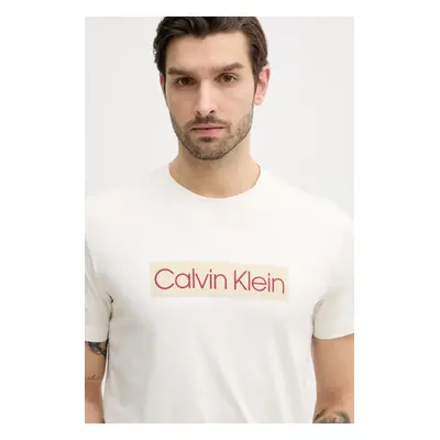 Bavlněné tričko Calvin Klein Jeans bílá barva, s potiskem, J30J327472