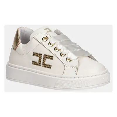 Dětské kožené sneakers boty Elisabetta Franchi bílá barva, F1A9-E0222