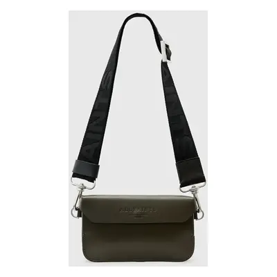 Kožená kabelka AllSaints ZOE CROSSBODY zelená barva, W312XB