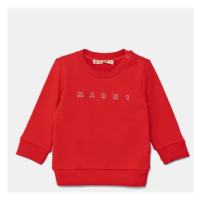 Dětská bavlněná mikina Marni MS319B SWEAT-SHIRT červená barva, s potiskem, M01437