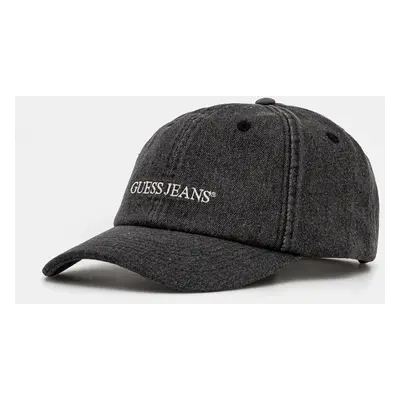 Bavlněná baseballová čepice Guess Jeans černá barva, s aplikací, M4BZ26 WF8V1